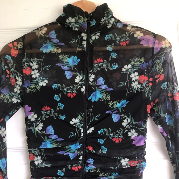 NEW!!! Alice + Olivia Delora Floral Long Sleeve Ruched Turtleneck Dress - Picture 8 of 14